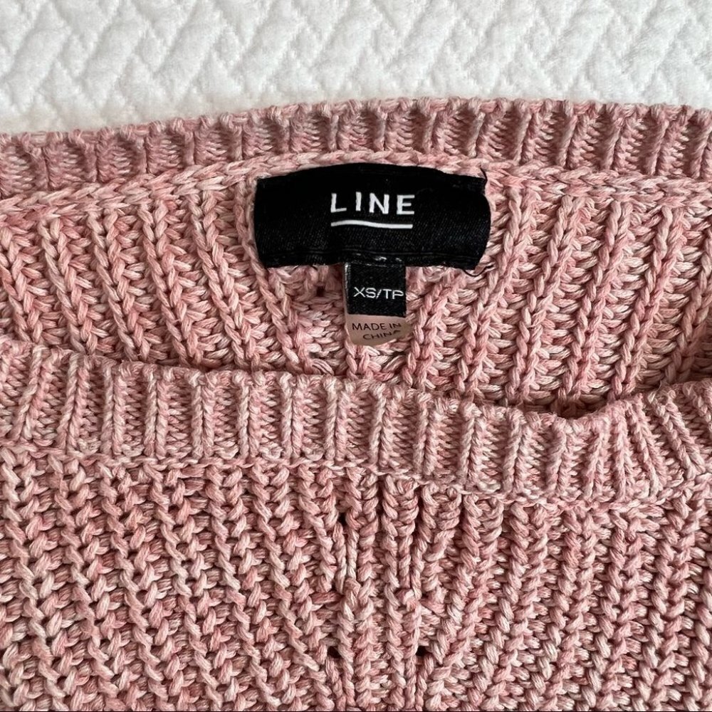 line the Label Drop Shoulder 100% Cotton Pink Pullover Sweater Size XS - Picture 6 of 9